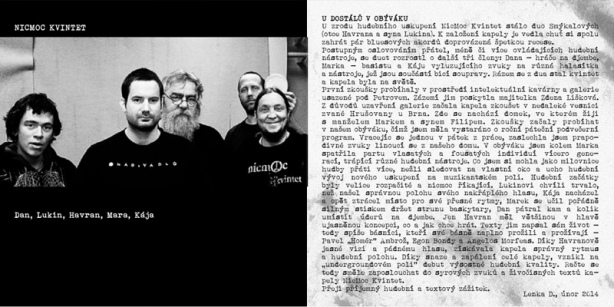 NicMoc Kvintet - ukázka sazby bookletu CD Nic moc nečekejte
